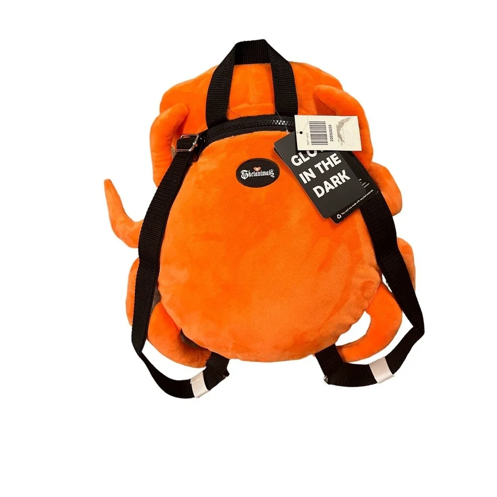 Skelanimals Spider Plush Backpack OS Orange Good Glow In The Dark Skull‎ Heart